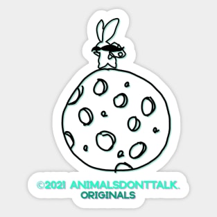 Mr Moustache Rabbit Landed On the Moon Sticker